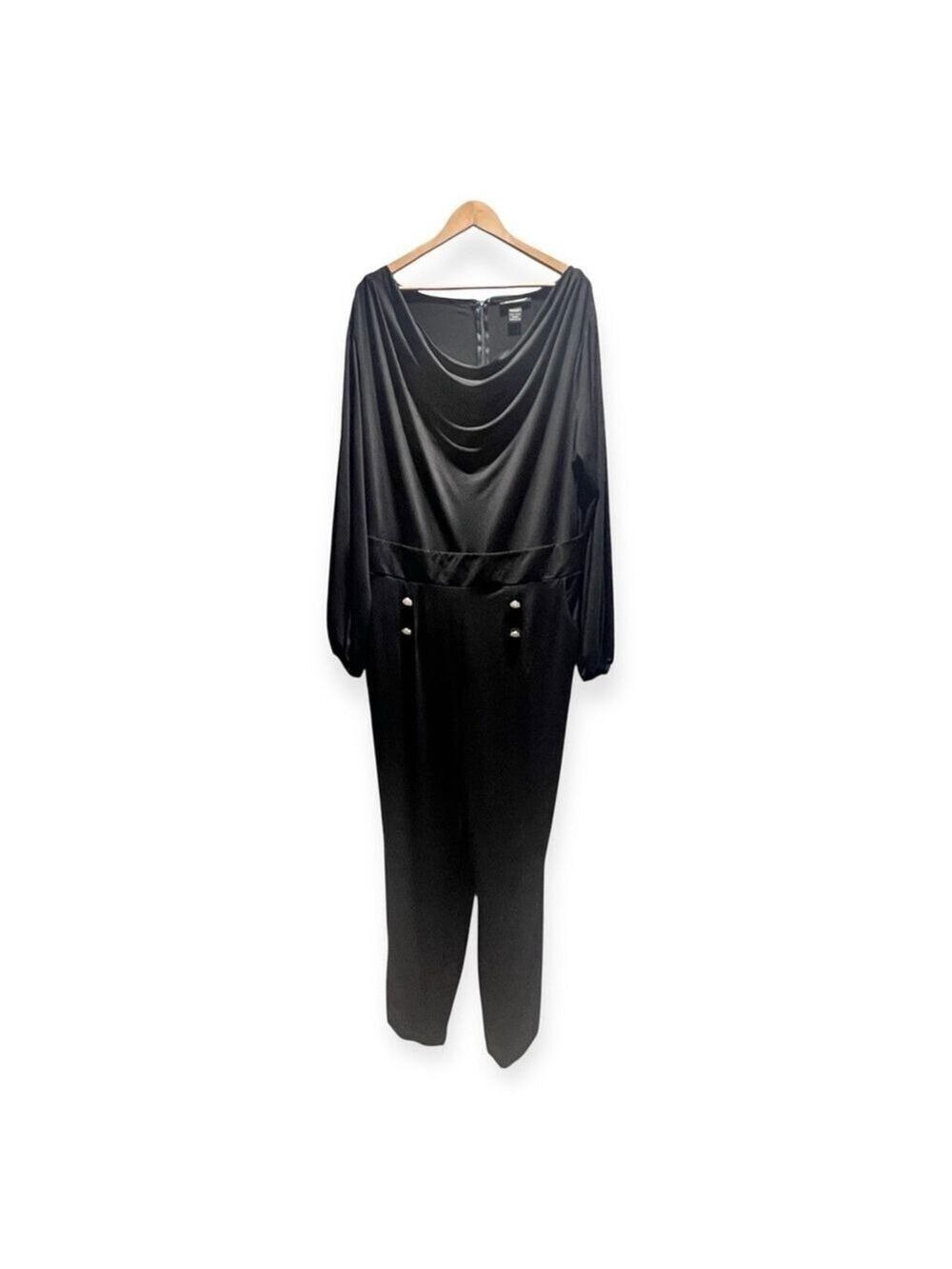 Ashley Stewart Jumpsuit Women Plus Size 18/20 Black Drooped Neckline New Party